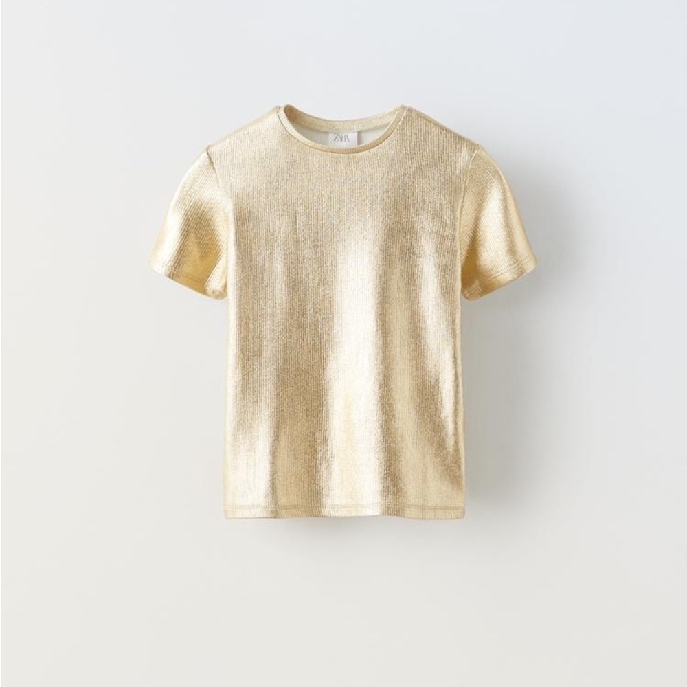 Zara Gold Metallic Ribbed t-shirt